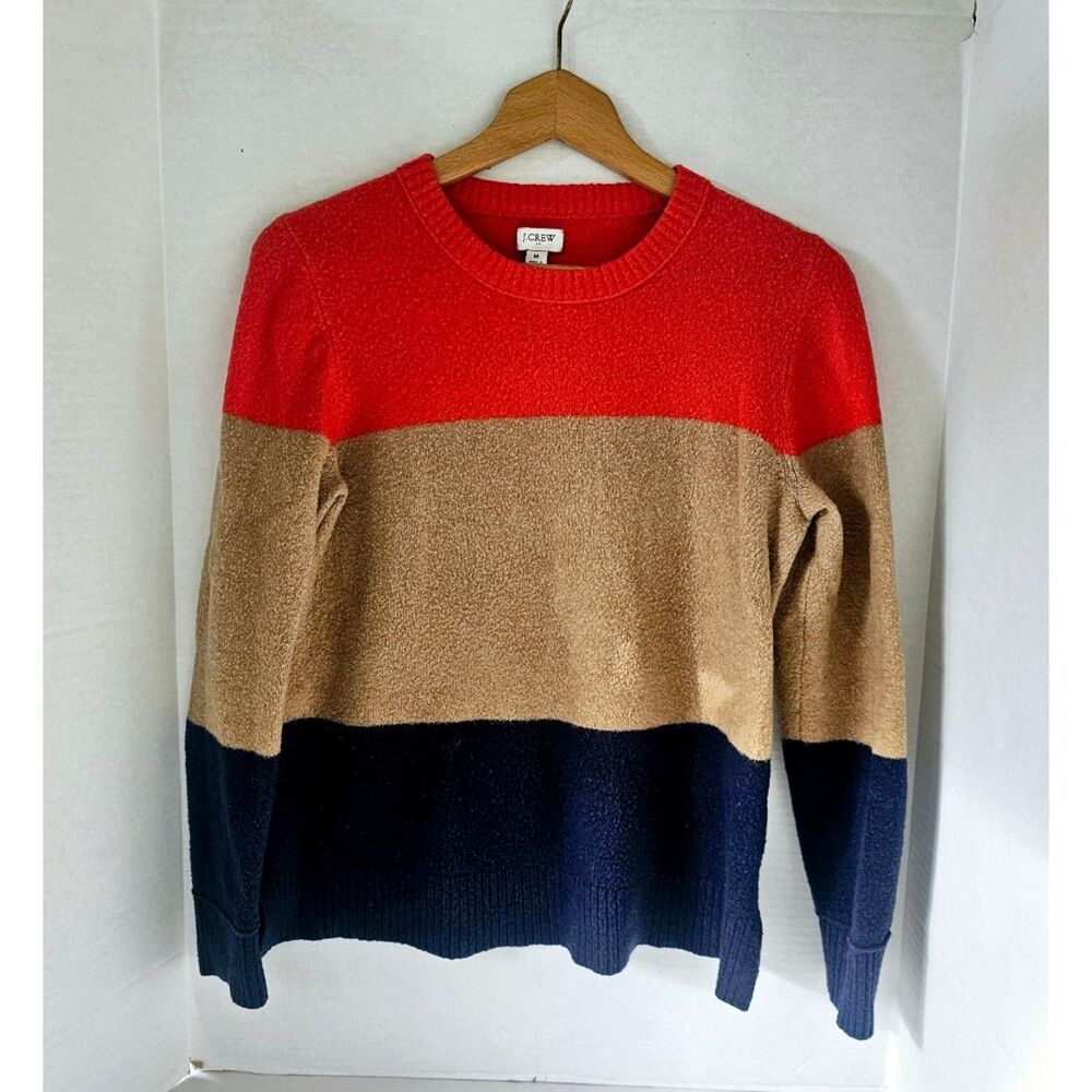 J. Crew Color Block Sweater | Cozy Wool Blend Crewneck Women’s M Fair Trade